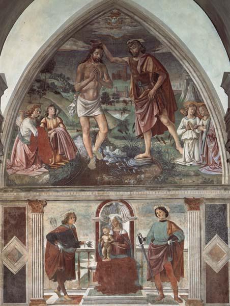 Domenicho Ghirlandaio Taufe Christ und Thronende Madonna mit den Heiligen Sebastian und julianus Norge oil painting art